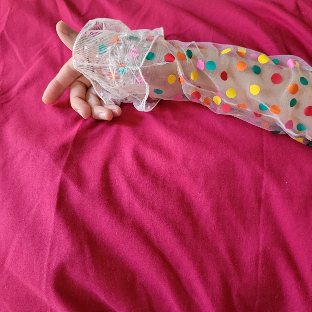 Colorful Polka Dot Sheer Arm Sleeves